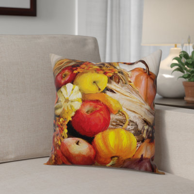 Fall Cornucopia Throw Pillow