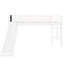 Lit mezzanine simple blanc avec escalier et tableau noir - bois massif pour une chambre à coucher élégante, structure en pin, glissade, plaisir