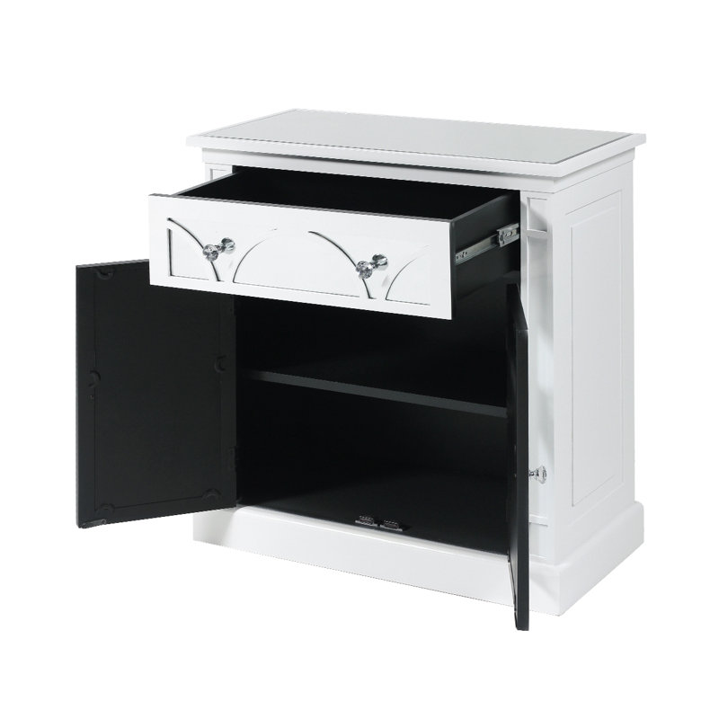 Violetta 81cm Sideboard for Livingroom furniture, 2 Door 1 Drawer Wooden Storage Cabinet, White