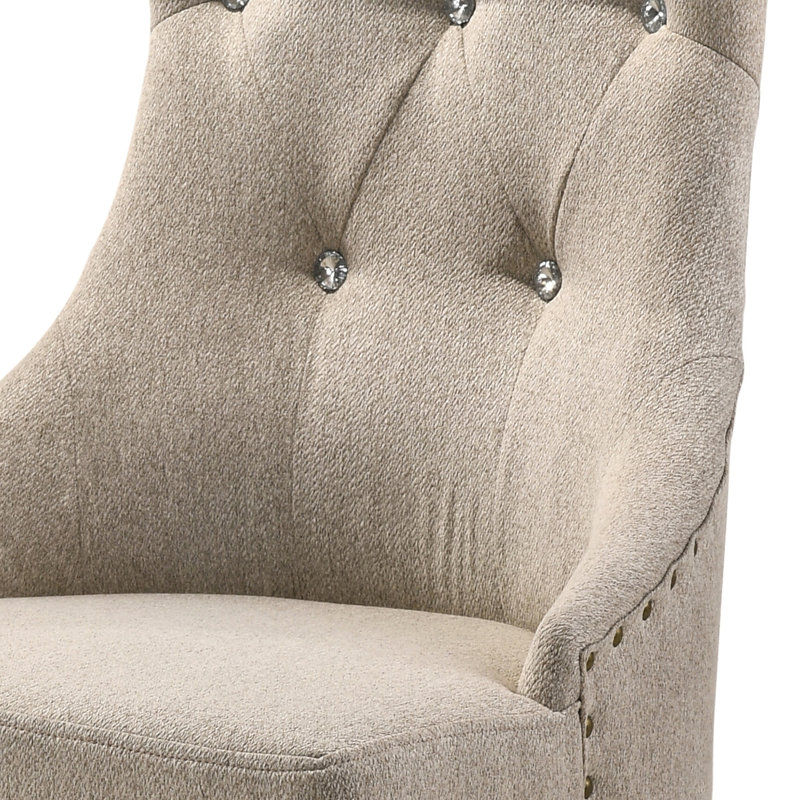 Chaises d'appoint à dossier capitonné beige et gris récupéré