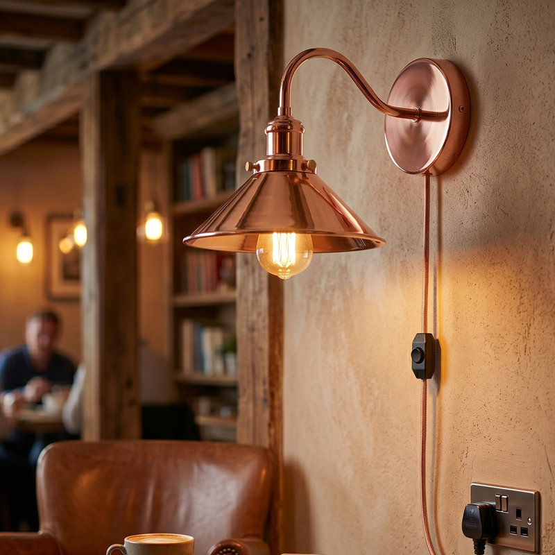 Plug-in Armed Sconce, Rose Gold