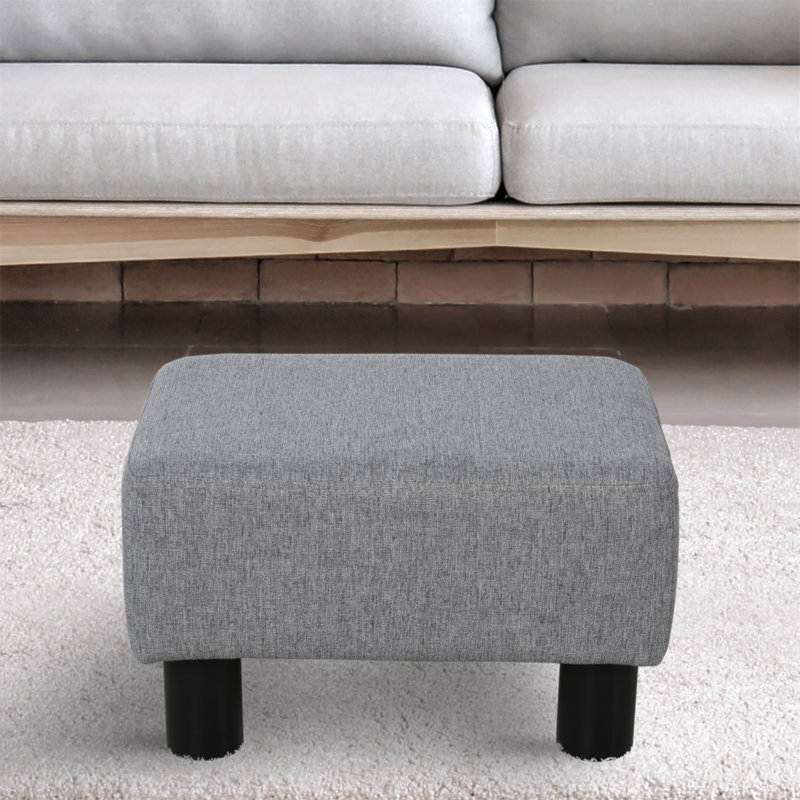 Ottoman Foot Rest, Small Foot Stool With Linen Fabric Upholstery And Plastic Legs, Cube Ottoman For Living Room, Gray