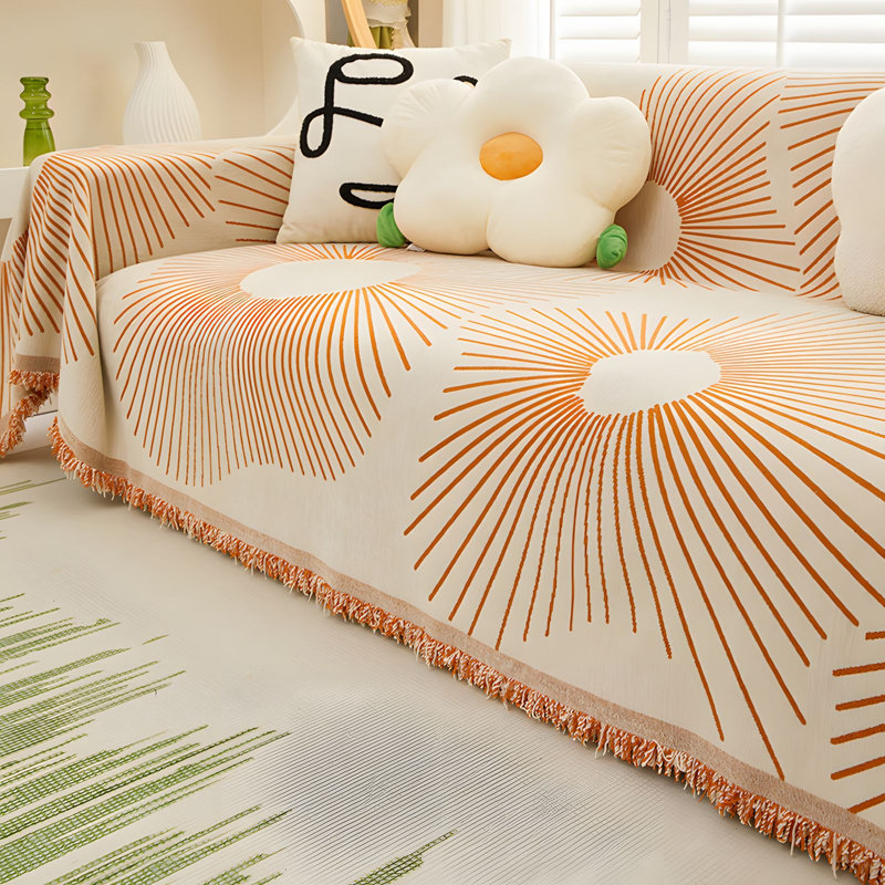 Housse pour canapé en chenille, H 0,31 po x l 134 po x P 71 po, Chenille orange