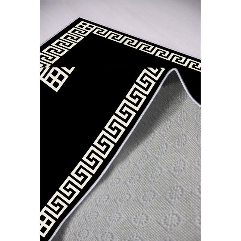 Eco-Friendly Hall Carpet, 100% Polyester, 31.5 x 59.1 inches | Antibacterial, Non-Slip PVC Dot Underside, 650 g/m², 0.16 in Pile Height | Machine Washable, Durable & Stylish Black Design for Home Decor