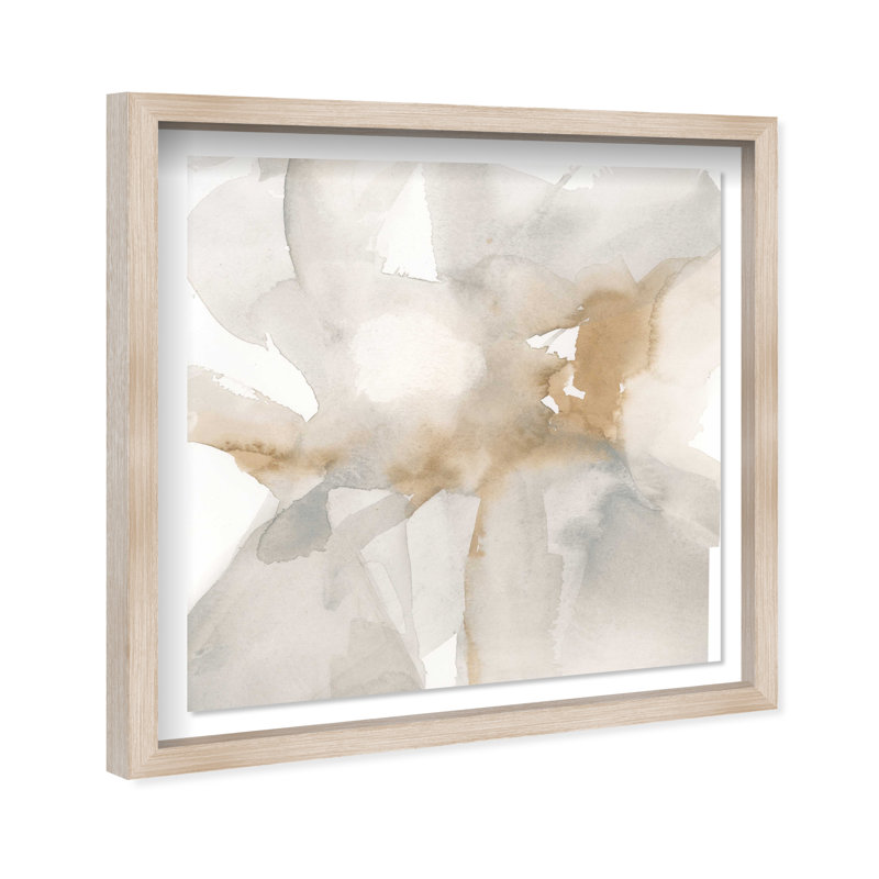 Neutral Flow II Shadowbox Abstract Print by Oliver Gal, Black Frame, 12 x 12, 17.5"H x 17.5"W, Natural Oak Frame