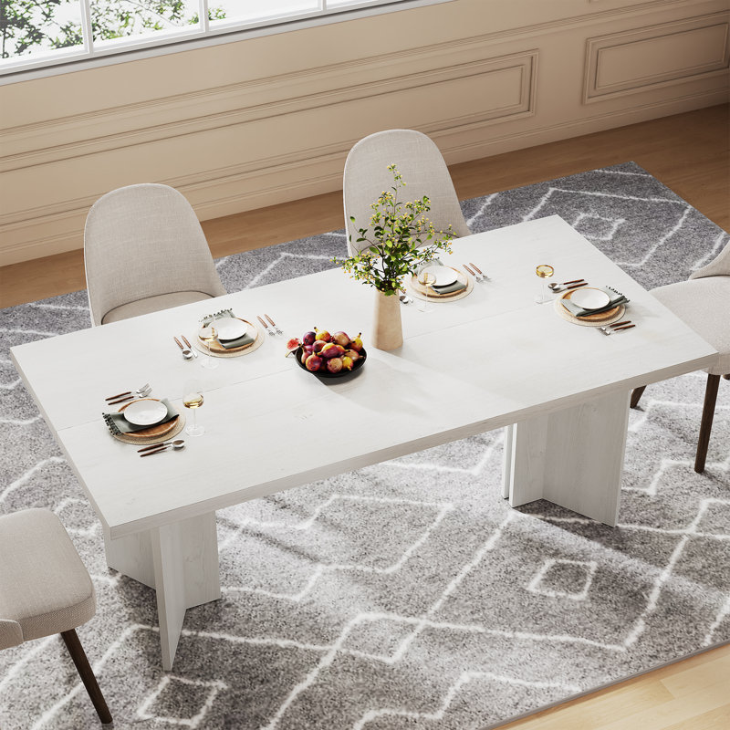 Table de salle à manger Rahn, Blanc délavé