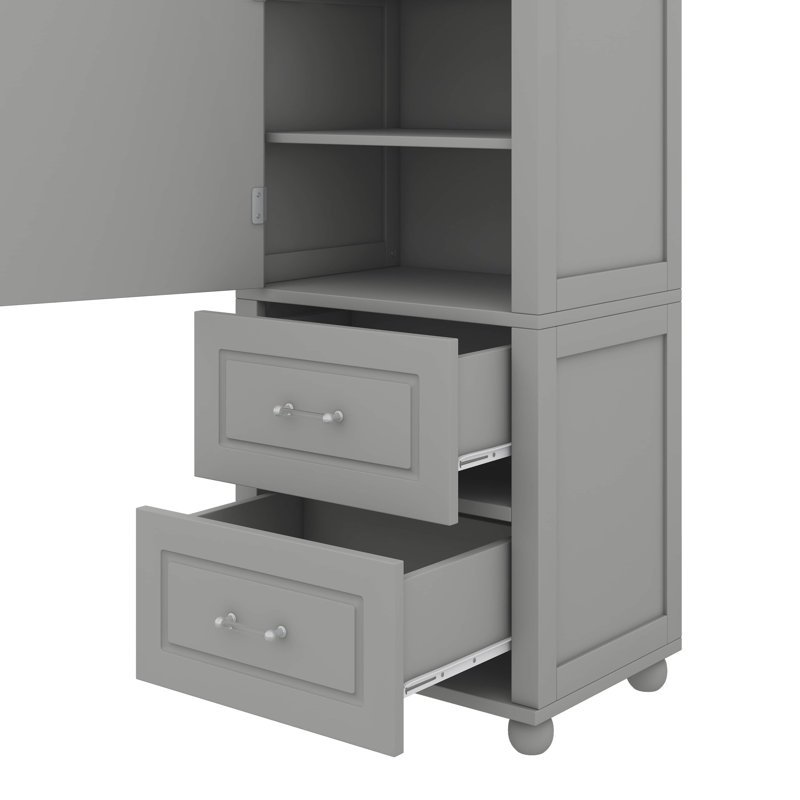 Grande armoire de rangement autoportante avec deux tiroirs, Gris