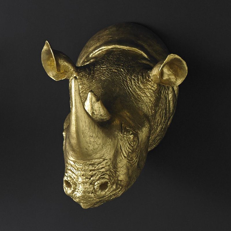 Animals Rhino Wall Décor, Gold