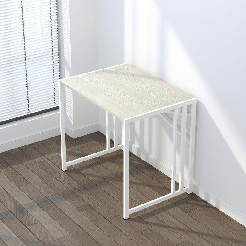 Metal Base Computer Desk, Natural/White