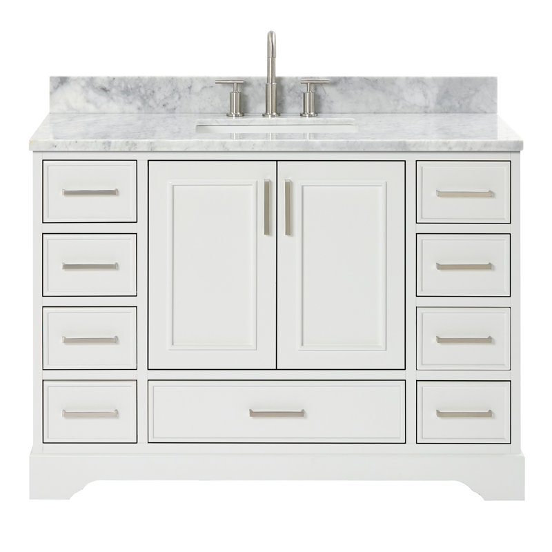 49'' Single Bathroom Vanity with Carrara Marble Top, White