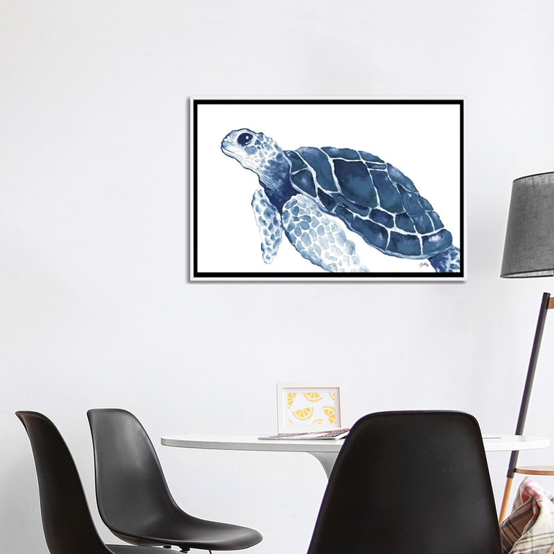 «Turtle in the Blues» par Elizabeth Medley - reproduction d'art, Aucun mat, H 26 po x l 40 po x 1,5 po