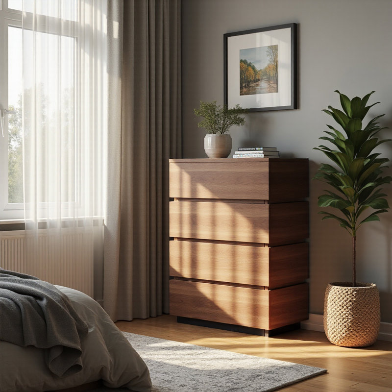 Aaleena Sturdy 4 Drawer Dresser For Bedroom, Living Room, Or Hallway  Modern Storage Solution