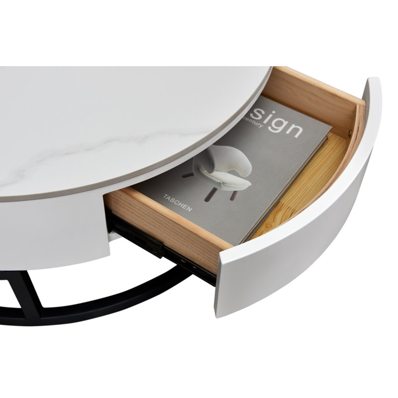 Modern nesting coffee table set in black & white.
