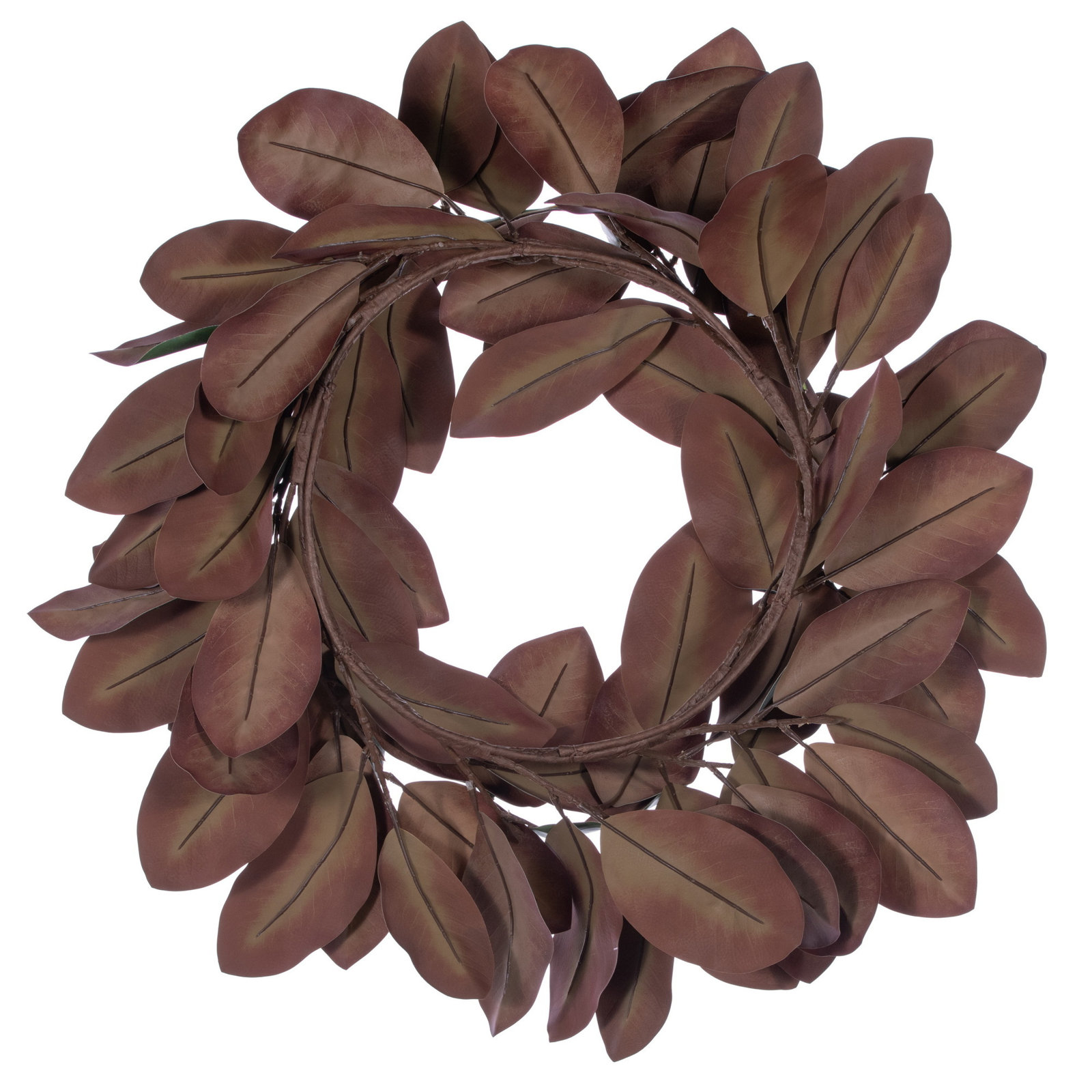 Faux Magnolia Plastic Wreath, 28"