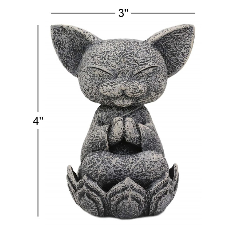Figurine Eisuke Feng Shui Zen méditant un chat japonais Jizo sur un trône de lotus