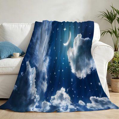 Jeté en molleton transparent ultra doux, ciel nocturne avec étoiles et imprimé recto