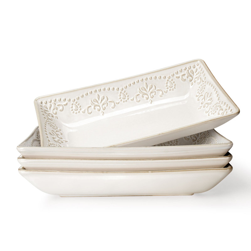 Ensemble de 4 assiettes à salade profondes en relief Artena