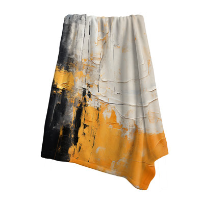 Abstract Yellow And Black Collage III - Abstract Collages Throw Blanket For Couch