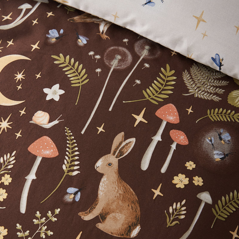 Enchanted Twilight Animals Reversible Duvet Cover Set, Double