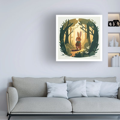 Art mural sur toile tendue «Forest Bunny 2» de Wumples pour décor de salon, de chambre à coucher ou de bureau - 14 x 14