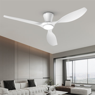 Ventilateur de plafond encastré 52 po avec moteur à courant continu réversible blanc