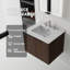 Meuble-lavabo flottant avec comptoir en marbre de culture et portes à fermeture en douceur-133668275