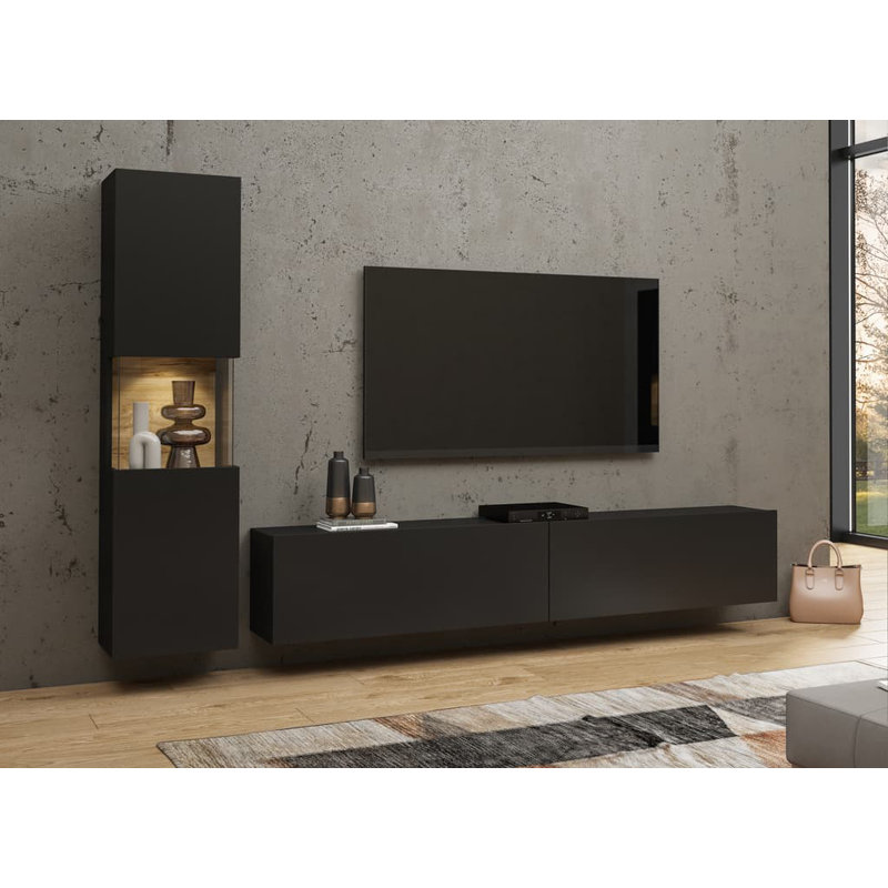 Basia Unfinished TV Stand for TVs up to 75", Black