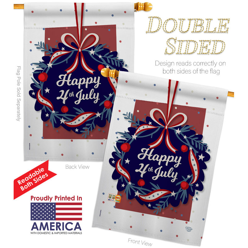 Drapeau de maison 28 x 40 po en polyester 4 faces 4 juillet