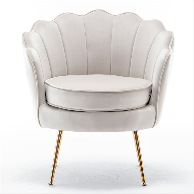 Elanora Velvet Barrel Chair, Ivory Velvet