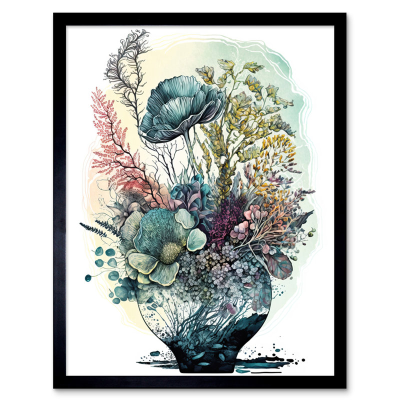 Nicomedes Spring Wildflowers Growing In A Glass Flower Pot - Single Picture Frame Print