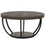 Table basse ronde, table basse circulaire en bois gris à 2 niveaux de 31,7 po avec tablettes de rangement, table d'appoint moderne pour le salon-402711349