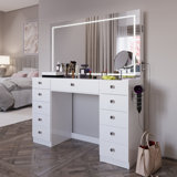 Amelia Premium Vanity Table With Bluetooth Speakers And 11 Spacious Drawers