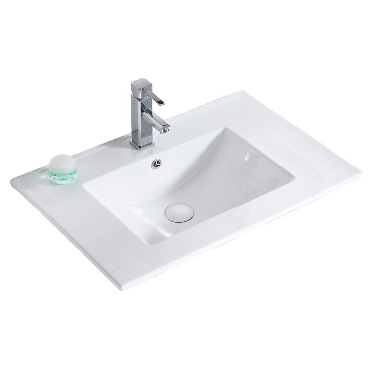 Frameport 30" Single Bathroom Vanity Top in White with Sink