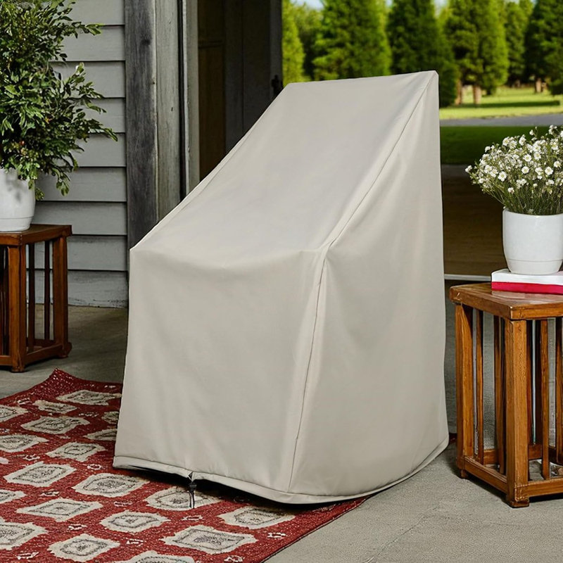 Weatherproof Outdoor Rocking Chair Cover, 100% Woven Polyester, Elastic Cord With Toggle, Gray