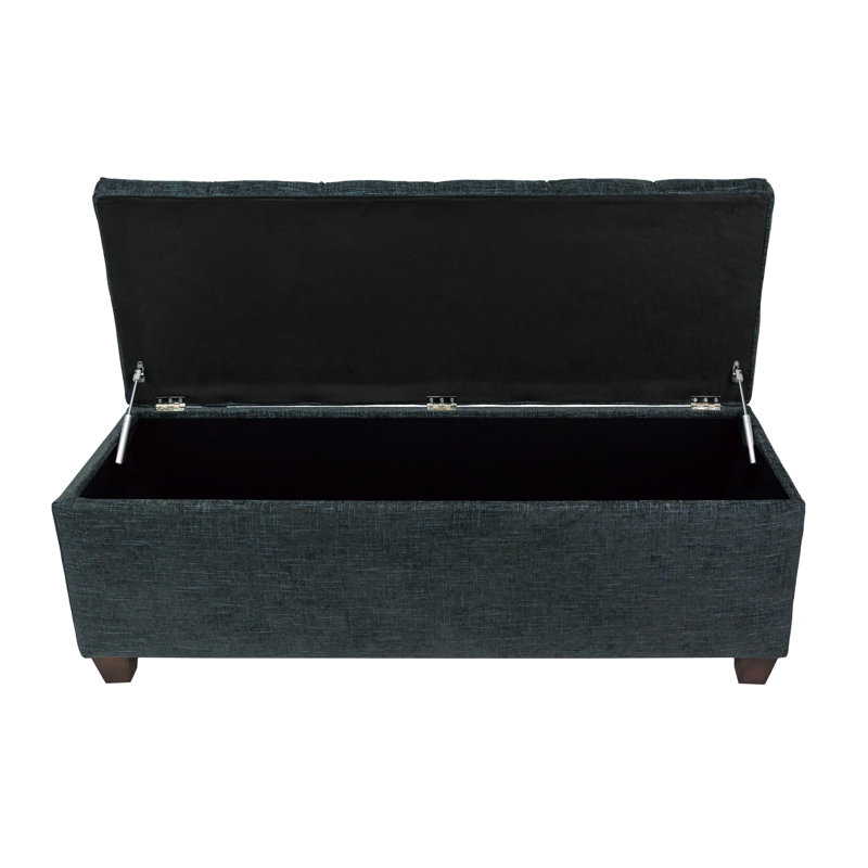 Heaney Polyester Blend Upholstered Storage Bench, Black