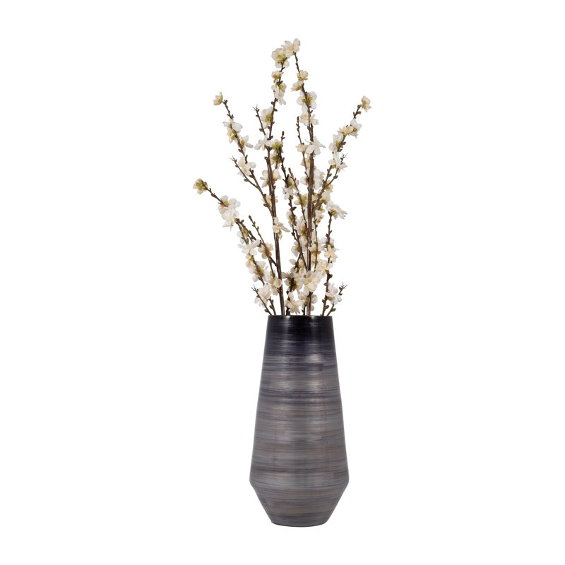Vase en verre émaillé moderne 15 "gris neutre et noir, H 15 po x l 8 po x P 8 po