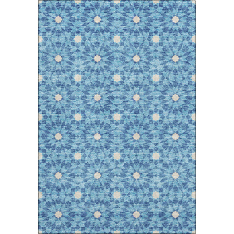 Premium Machine Washable Tweedy Denim Rug, Round 8'