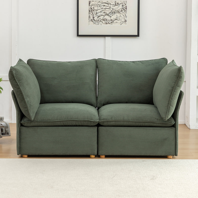 Canapé avec coussins Corduroy, Vert