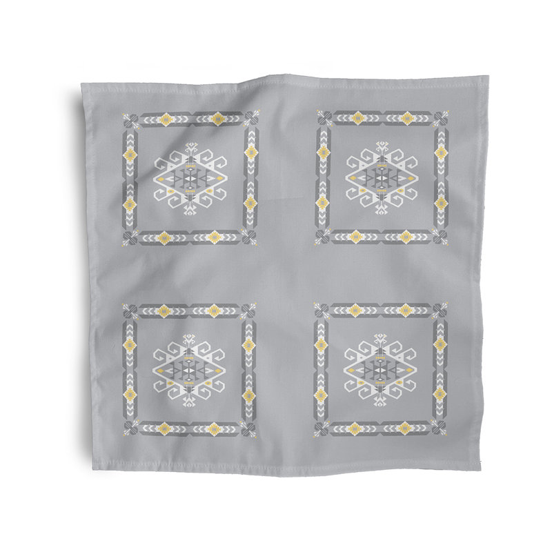 Alfreda Polyester Geometric Square Napkin, Grey
