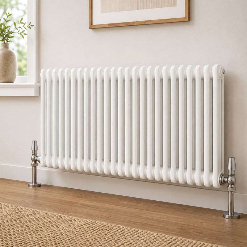 Uxbridge Horizontal Traditional Colosseum Radiator, 600mm H x 1370mm W x 130mm D, White
