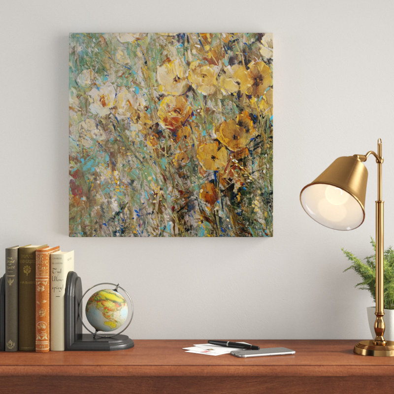 Amber Poppy Field I by Timothy O' Toole - Painting, 30cm H x 30cm W, Paper Print