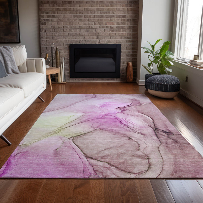 Alfonzo Washable Abstract Indoor / Outdoor Rug, Rectangle 2'6" x 3'10"