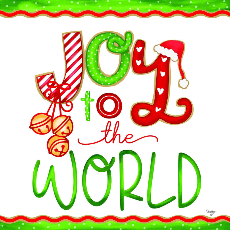 Joy To The World, H 12 po x l 12 po, Toile argentée avec cadre flottant, Non
