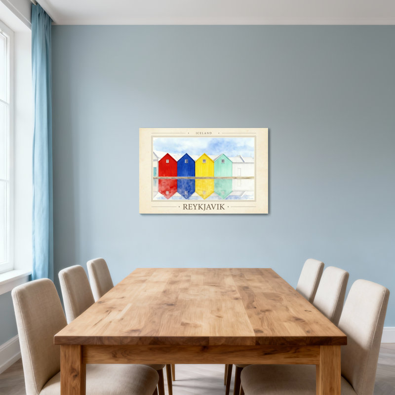 Paysages pittoresques et urbains colorés à Reykjavik, Islande, H 20 po x l 30 po