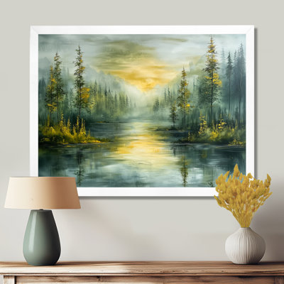 Mélodie silencieuse du lac au bord de la forêt en été - art mural forêt