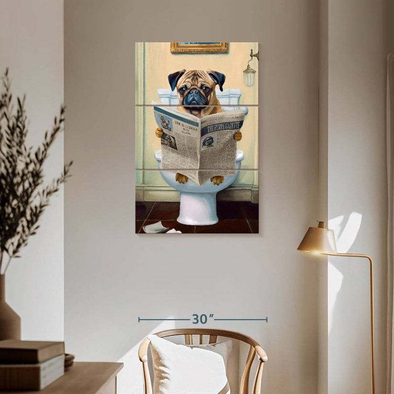 Ketti Pug On A Toilet, 57" H x 36" W