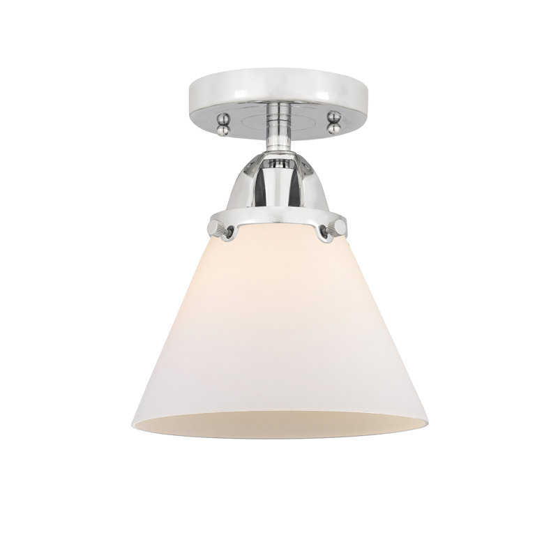 Plafonnier semi-encastré en verre à DEL, Blanc mat, H 9,5 po x l 7,75 po x P 7,75 po, Chrome poli