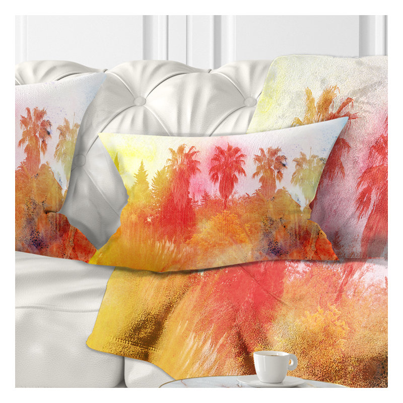 Paysage tropical abstrait - coussin abstrait imprimé