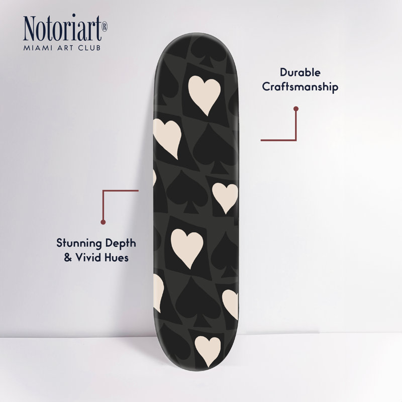 Tableau mural en acrylique « Skateboard Lucky Love », découpé à l'emporte-pièce, motif de planche à roulettes rustique facile à accrocher, par Notoriart, 1 panneau, 20,3 cm x 81,3 cm