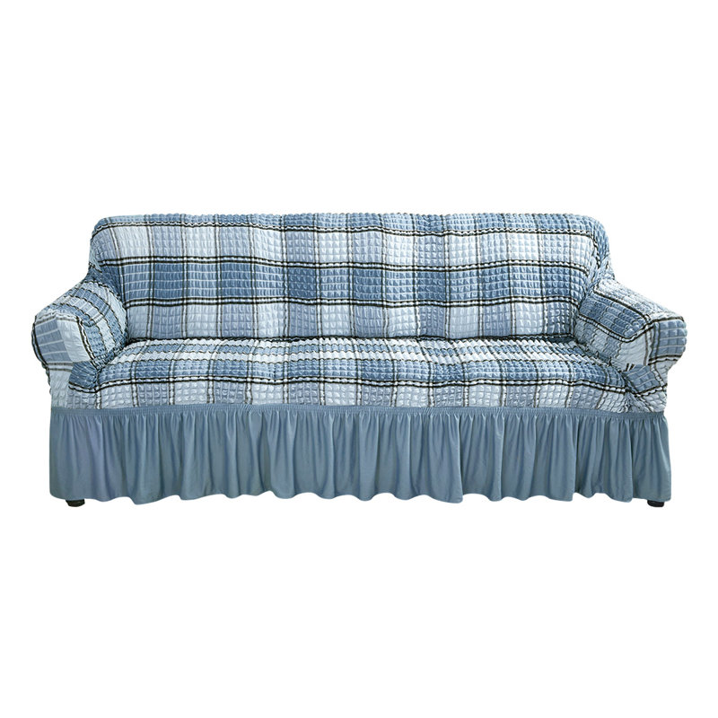 Housse pour canapé à coussins carrés / rectangulaires Bubble, Polyester bleu, H 40 po x l 72,8 po x P 90 po